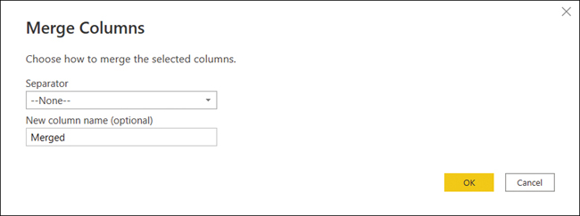 The figure shows the Separator and New column name options.