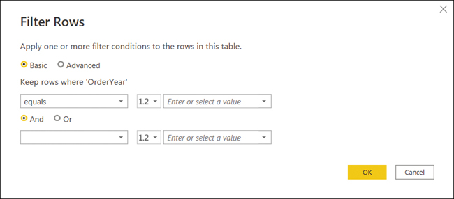 The figure shows the conditions that can be specified for filtering.
