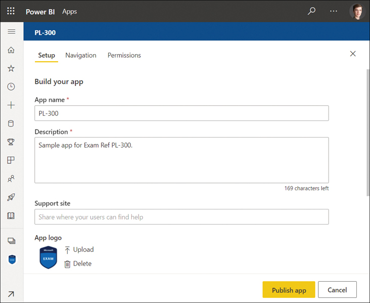 The figure shows the initial app setup options.