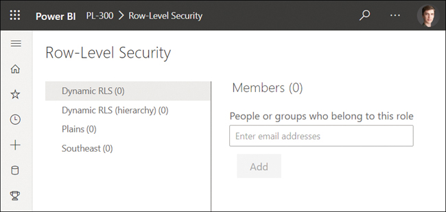 The figure shows a page with list of roles on the left and role members on the right.