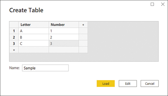 There are two columns: Letter and Number. There are three rows. The Letter column values are A, B, and C. The Number column values are 1, 2, and 3.