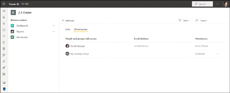 The figure shows a list of users who have access to a dataset.
