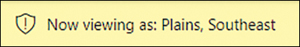 The bar says: “Now viewing report as: Plains, Southeast”. There's the Stop viewing button on the right.
