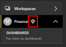 Figure 9.45 – Diamond icon designating a Power BI Premium workspace 