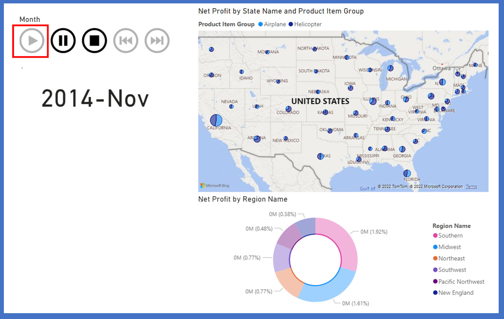 Figure 13.4 – Adding the Play Axis visualization to a report page 