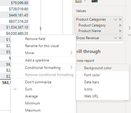 Figure 9.28 – Changing the summarization setting for values in a visual 