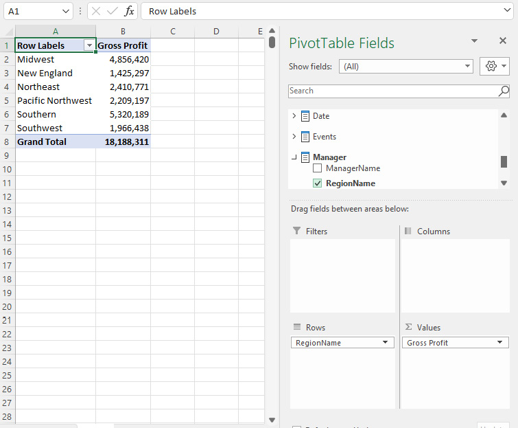Figure 9.48 – Excel workbook connected to Power BI dataset 