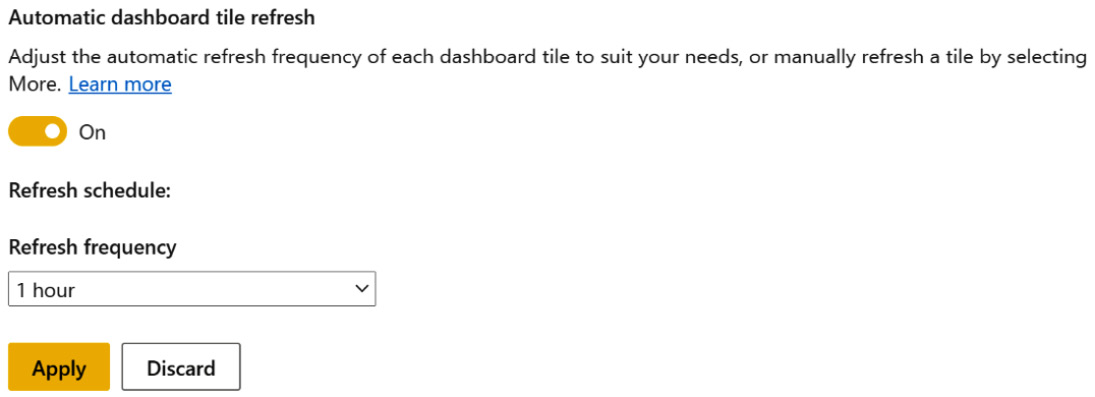 Figure 10.12 – Automatic dashboard tile refresh settings 