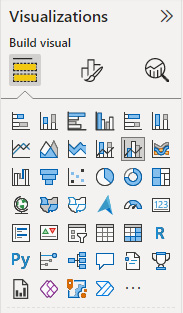 Figure 9.4 – Built-in visuals for building Power BI reports 