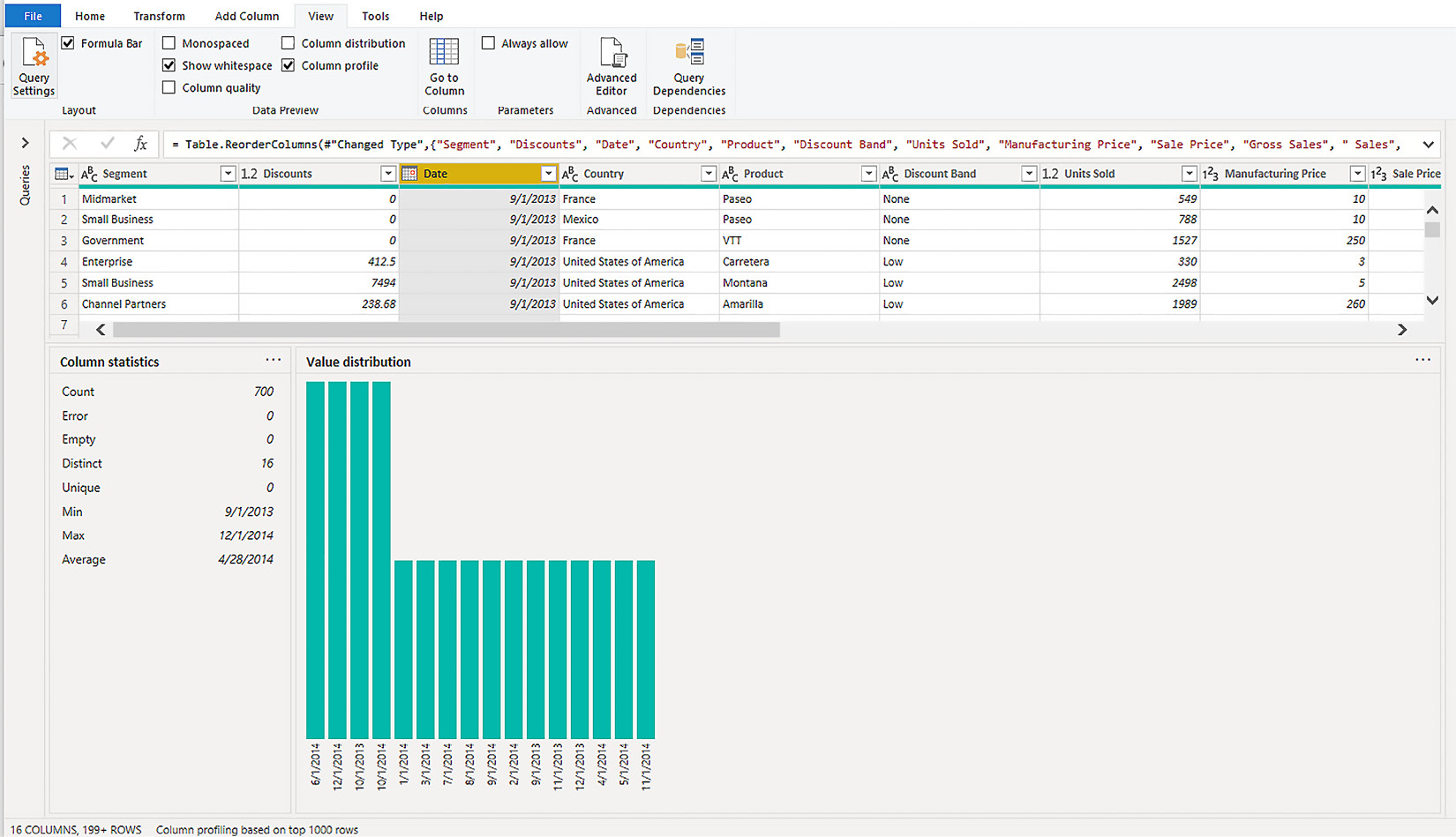 Figure 3.10 – Date fields have their own subset of statistics 