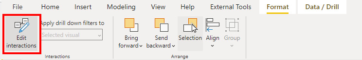 Figure 11.13 – Edit interactions is enabled from the Format ribbon tab 