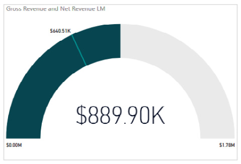 Figure 9.21 – Gauge visual showing gross and net revenue 