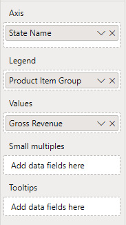 Figure 9.7 – Adding data fields to the stacked bar chart visual 