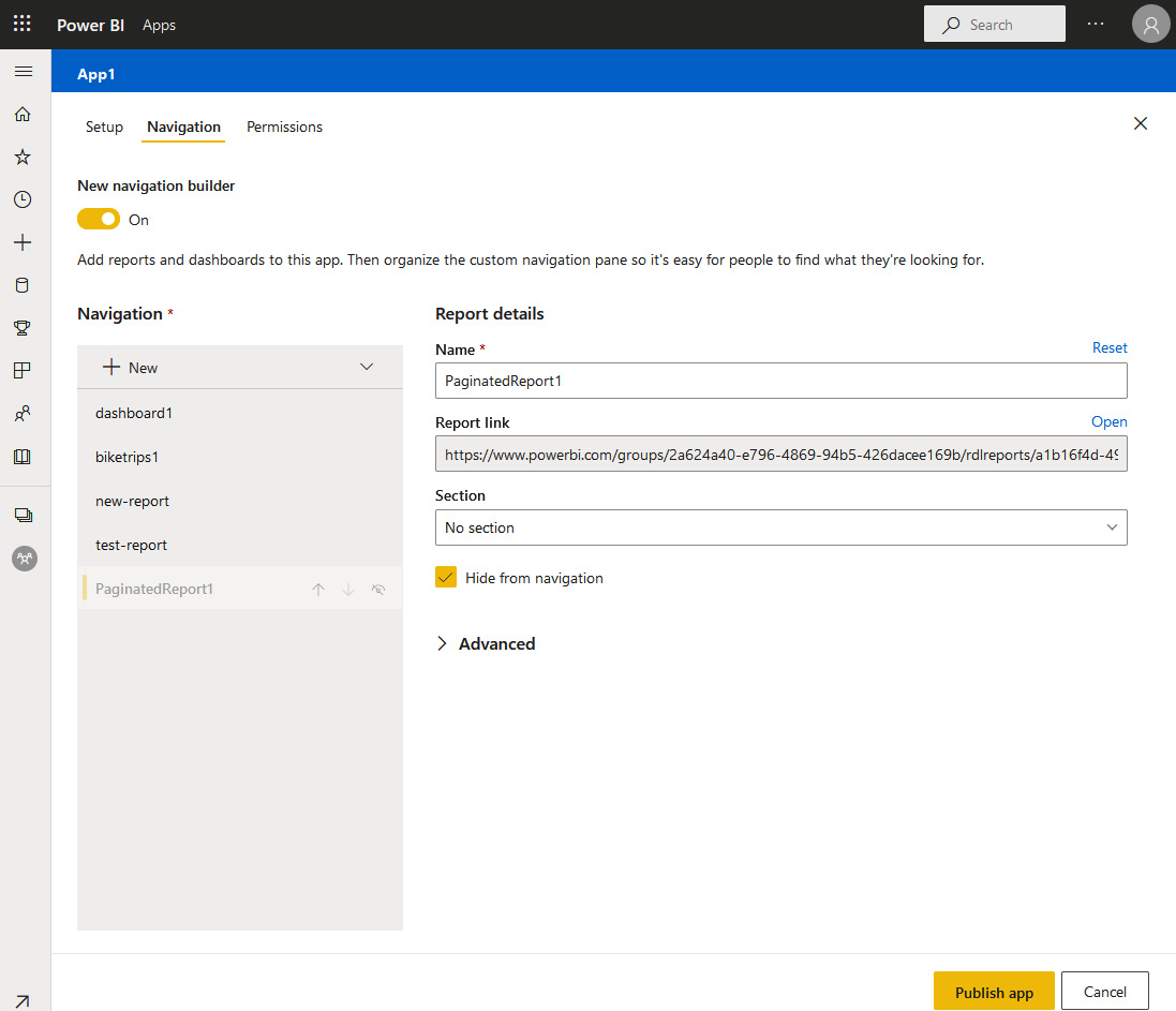 Figure 14.5 – Configuration of the app navigation 