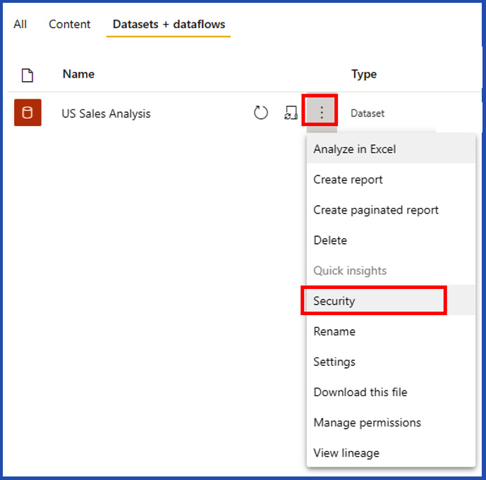Figure 15.6 – Row-level security is configured from the security page 