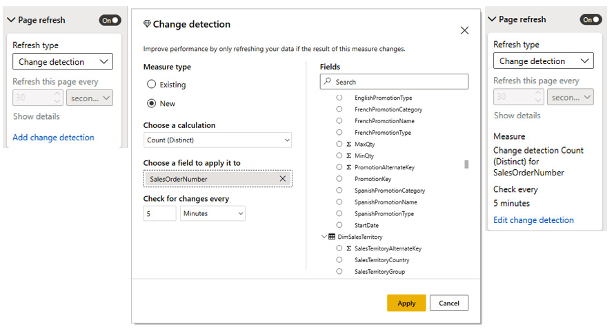 Figure 9.42 – Configuring change detection for page refresh 