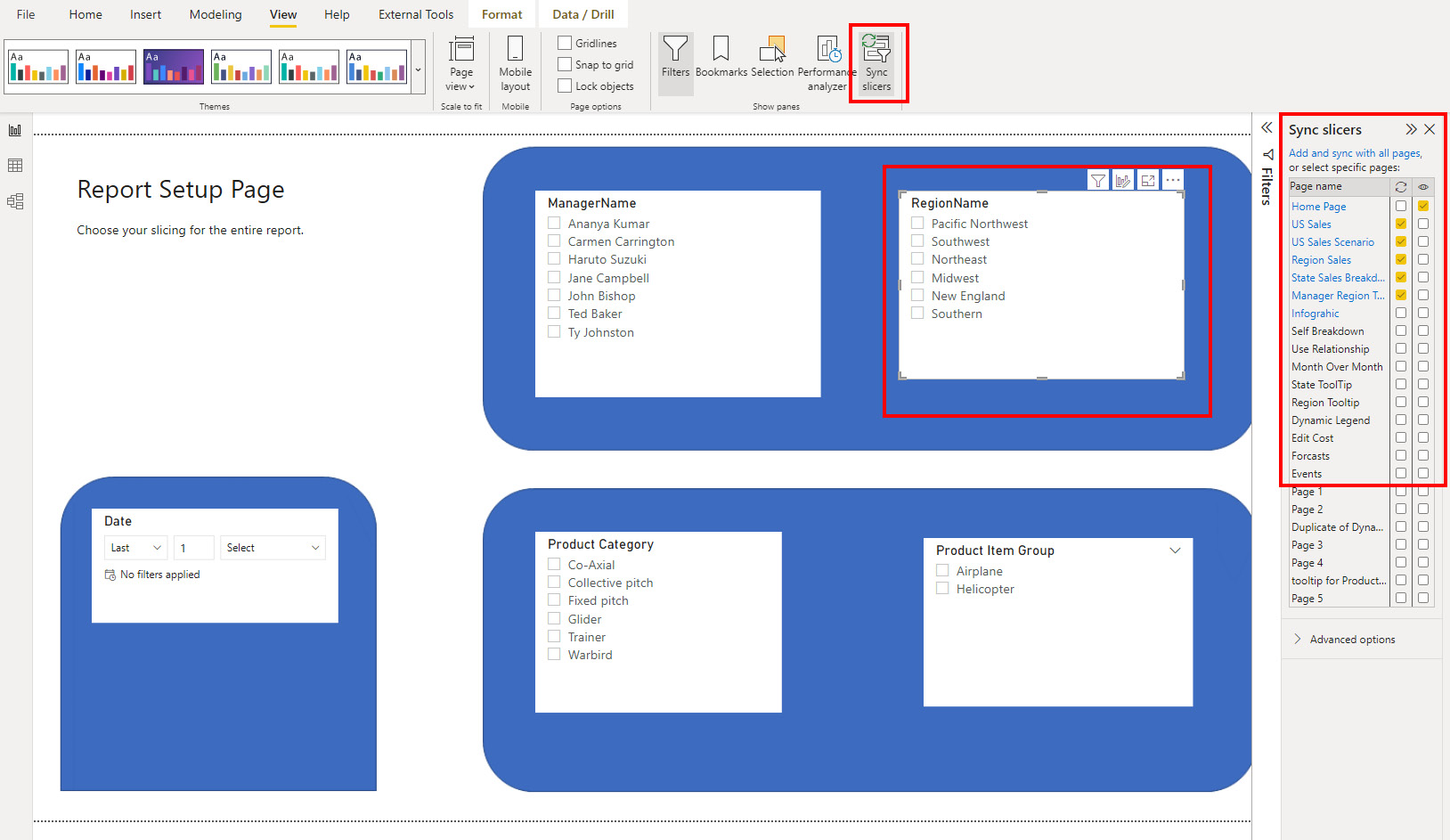 Figure 11.22 – A landing page of slicers 
