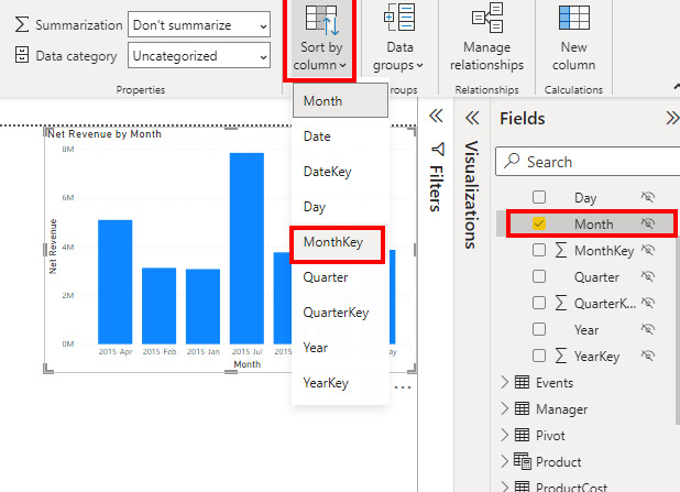 Figure 11.19 – Selecting a column that is sorted in the order you want 