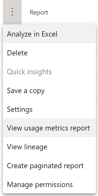 Figure 14.14 – Menu for a Power BI report  
