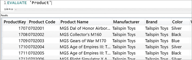 In this screenshot we see the product code, name, description, manufacturer, brand, and such per product key.