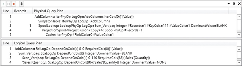 This figure shows the Query Plan pane.