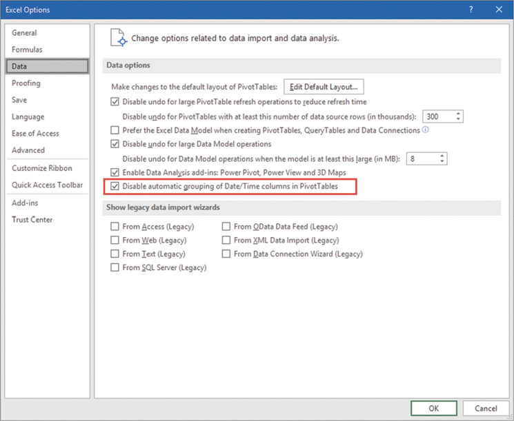 Under Excel options, in the Data tab, the developer can disable automatic grouping.