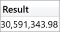The report consists of one row in the one column, Result.