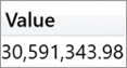 The report shows one row in a single column, named Value.